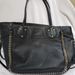 Coach Black Leather Purse with Gold Whipstich